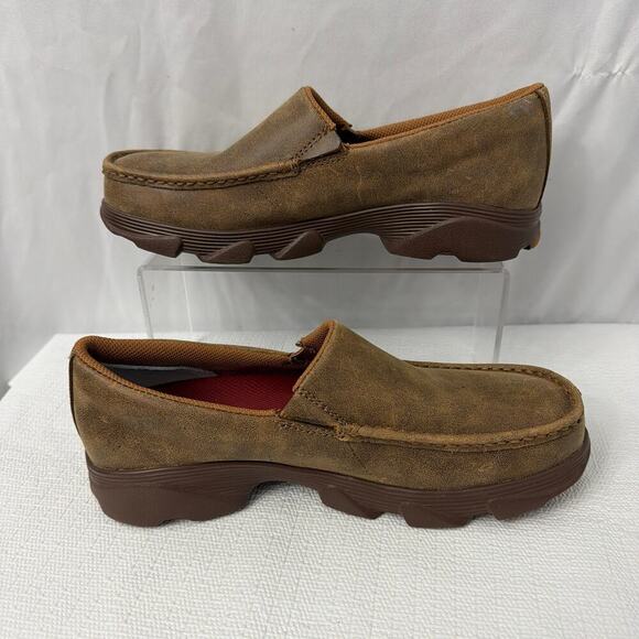 Twisted X Shoes Mens Size 7 M Crossover Slip On EVA Bomber Casual Brown Leather